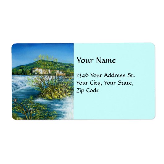 ARNO RIVER IN ROVEZZANO Florence Tuscany Landscape Etiket (Voorkant)