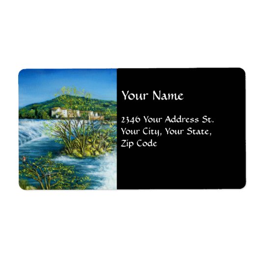 ARNO RIVER IN ROVEZZANO Florence Tuscany Landscape Etiket (Voorkant)