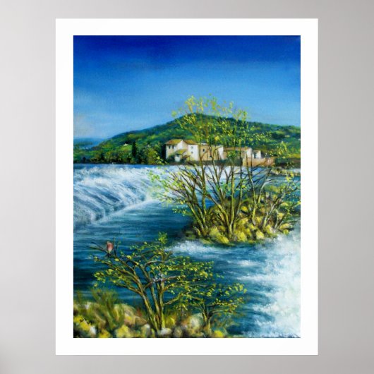 ARNO RIVER IN ROVEZZANO Florence Tuscany Landscape Poster (Voorkant)