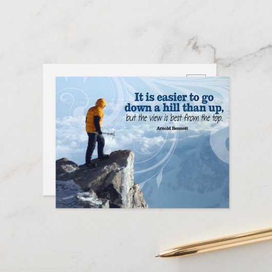 Arnold Bennett Inspirerend quote "Top uitzicht" Briefkaart (Voorkant / Achterkant in situ)