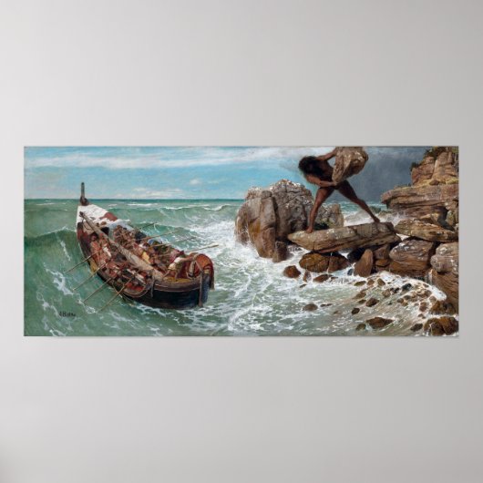 Arnold Böcklin Odysseus en Polyphemus Poster (Voorkant)