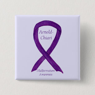 Arnold-Chiari Malformation Awareness Ribbon Pin Vierkante Button 5,1 Cm