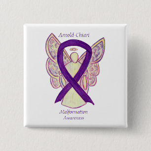 Arnold-Chiari Malformation Awareness Ribbon Pin Vierkante Button 5,1 Cm