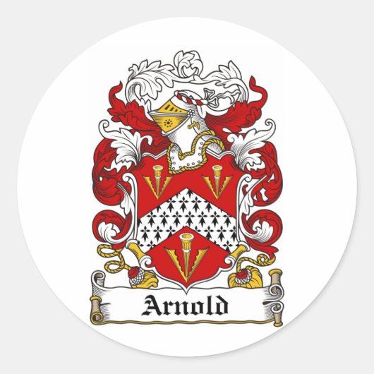 ARNOLD FAMILY CREST - ARNOLD WAPENSCHILD RONDE STICKER (Voorkant)
