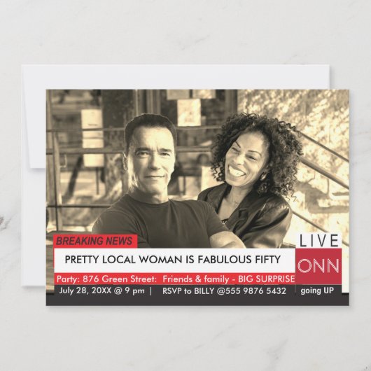 Arnold Schwarzenegger 50th Birthday Funny TV News Kaart (Voorkant)