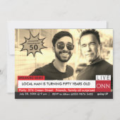 Arnold Schwarzenegger Funny TV News 50th Birthday Kaart (Voorkant)