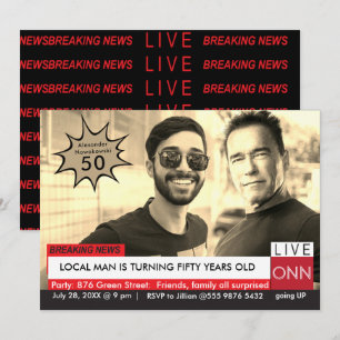 Arnold Schwarzenegger Funny TV News 50th Birthday Kaart
