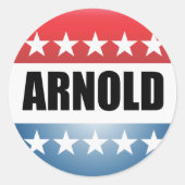 ARNOLD SCHWARZENEGGER RONDE STICKER (Voorkant)