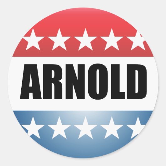 ARNOLD SCHWARZENEGGER RONDE STICKER (Voorkant)