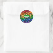 Aro Hart 8-streep Regenboog Pride Kriebels Ronde Sticker (Tas)