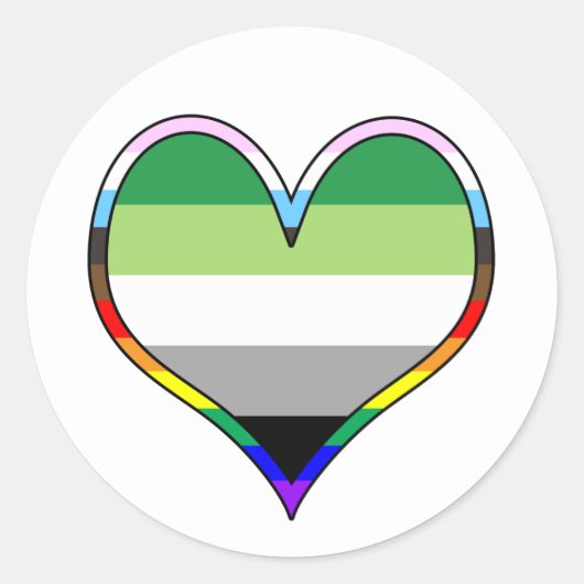 Aro Pride Heart Classic Round Sticker (Voorkant)