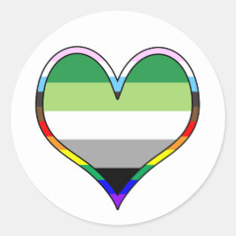 Aro Pride Heart Classic Round Sticker