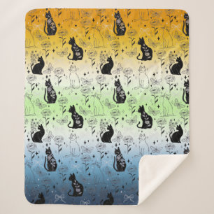 AroAce Agender Pride Black Cat - Mystieke Heks Sherpa Deken