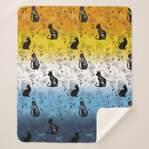 AroAce Agender Pride Black Cat - Mystieke Heks Sherpa Deken