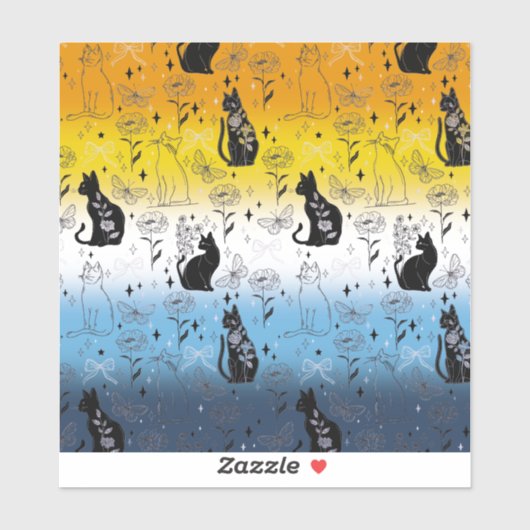 AroAce Agender Pride Black Cat - Mystieke Heks Sticker (Vel)