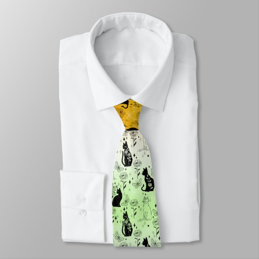 AroAce Agender Pride Black Cat - Mystieke Heks Stropdas (Gebonden)