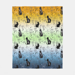 AroAce Agender Pride Zwarte Kat - Mystieke Hekseri Fleece Deken