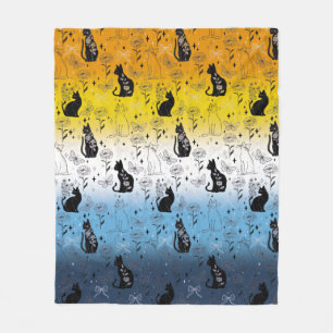 AroAce Agender Pride Zwarte Kat - Mystieke Hekseri Fleece Deken