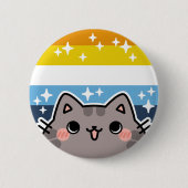 AroAce LGBT Pride Flag Cat Button (Voorkant)