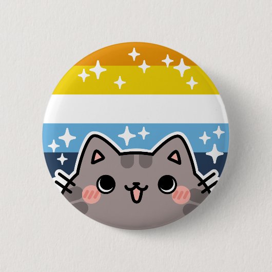 AroAce LGBT Pride Flag Cat Button (Voorkant)