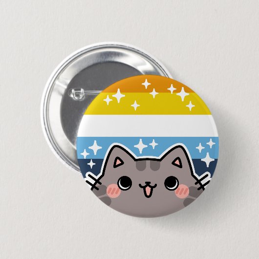 AroAce LGBT Pride Flag Cat Button (Voorkant /achterkant)