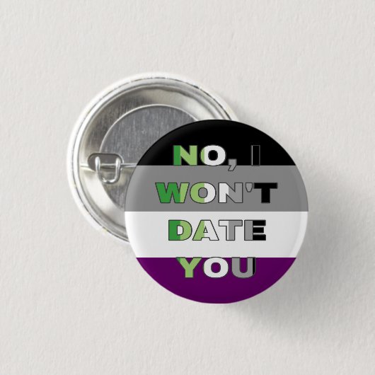 Aroace "Nee, ik ga je niet daten" Ronde Button 3,2 Cm (Voorkant /achterkant)