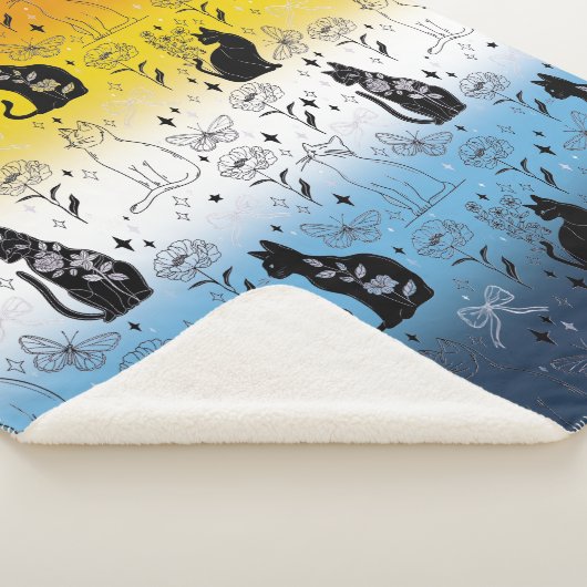 AroAce Pride Black Cat - Mystical Witchy Sherpa Deken (3/4)