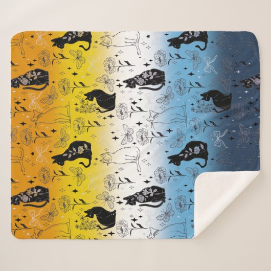 AroAce Pride Black Cat - Mystical Witchy Sherpa Deken (Voorkant (horizontaal))