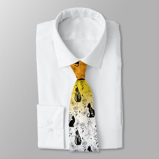 AroAce Pride Black Cat - Mystical Witchy Stropdas (Gebonden)