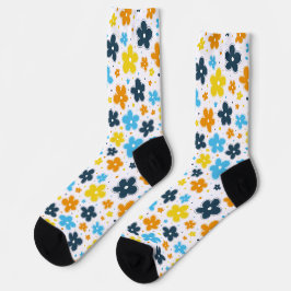 AroAce Pride Flowers Doodle Sinaasappel geel blauw Sokken