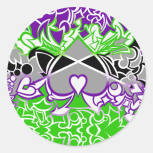 Aroace Radioactieve Pride Vlag Kronkels Ronde Sticker