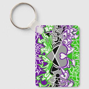 Aroace Radioactive Pride Flag Squiggles Sleutelhanger