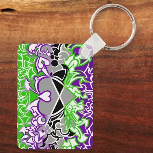Aroace Radioactive Pride Flag Squiggles Sleutelhanger (Achterkant)