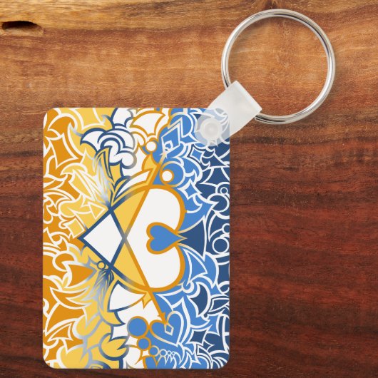 Aroace Sun en Zee Pride Flag Squiggles Sleutelhanger (Achterkant)