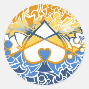 Aroace Zon- en Zee Pride Vlag Kronkels Ronde Sticker