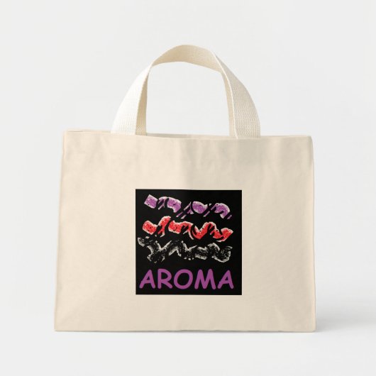 Aroma schattig ontwerp in zwart paarse en roze mini tote bag (Voorkant)