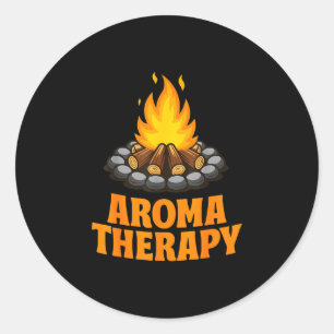 Aroma therapie grappig kamperen kampvuur humor cit ronde sticker