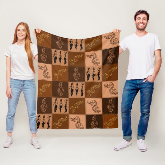 Aroma van koffie. Patchwork. Fleece Deken (In situ)