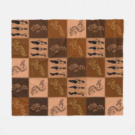 Aroma van koffie. Patchwork. Fleece Deken (Voorkant (Horizontaal))