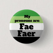 Aromantic/Aro Fae/Faer Pronouns Ronde Button 3,2 Cm (Voorkant)