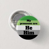 Aromantic/Aro He/Him Pronouns Ronde Button 3,2 Cm (Voorkant /achterkant)