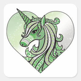 Aromantic Aro Pride Unicorn Zen Doodle Vierkante Sticker