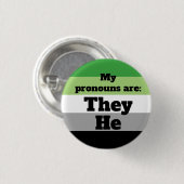 Aromantic/Aro Ze/He Pronouns Ronde Button 3,2 Cm (Voorkant /achterkant)