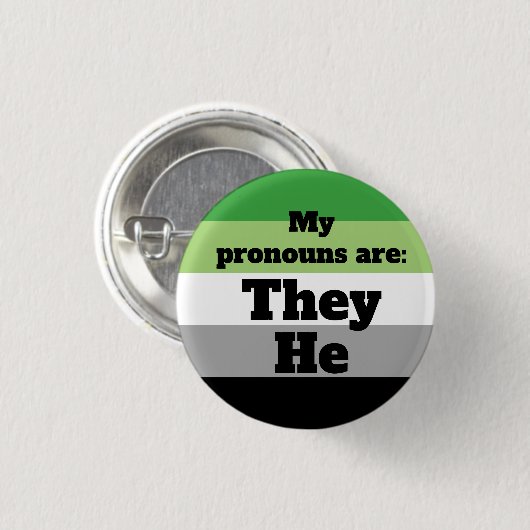 Aromantic/Aro Ze/He Pronouns Ronde Button 3,2 Cm (Voorkant /achterkant)