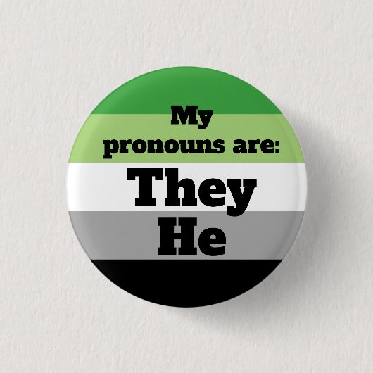 Aromantic/Aro Ze/He Pronouns Ronde Button 3,2 Cm (Voorkant)