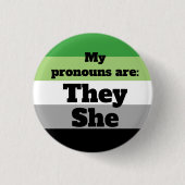 Aromantic/Aro Ze/Zij Pronouns Ronde Button 3,2 Cm (Voorkant)