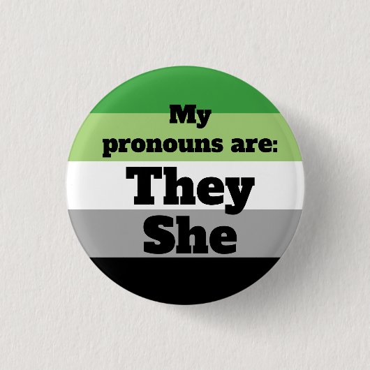 Aromantic/Aro Ze/Zij Pronouns Ronde Button 3,2 Cm (Voorkant)