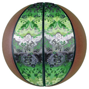 Aromantic Dragon Damask - Aro Pride Flag Colors Basketbal