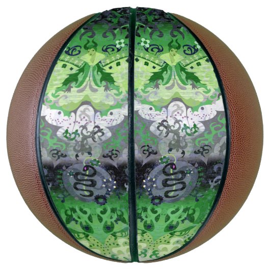 Aromantic Dragon Damask - Aro Pride Flag Colors Basketbal (Verticaal)