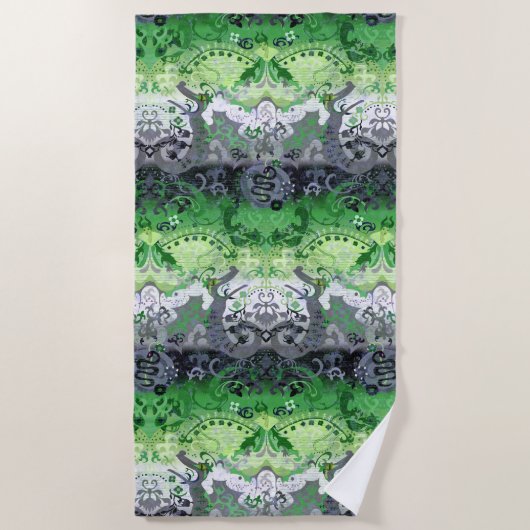 Aromantic Dragon Damask - Aro Pride Flag Colors Strandlaken (Voorkant)
